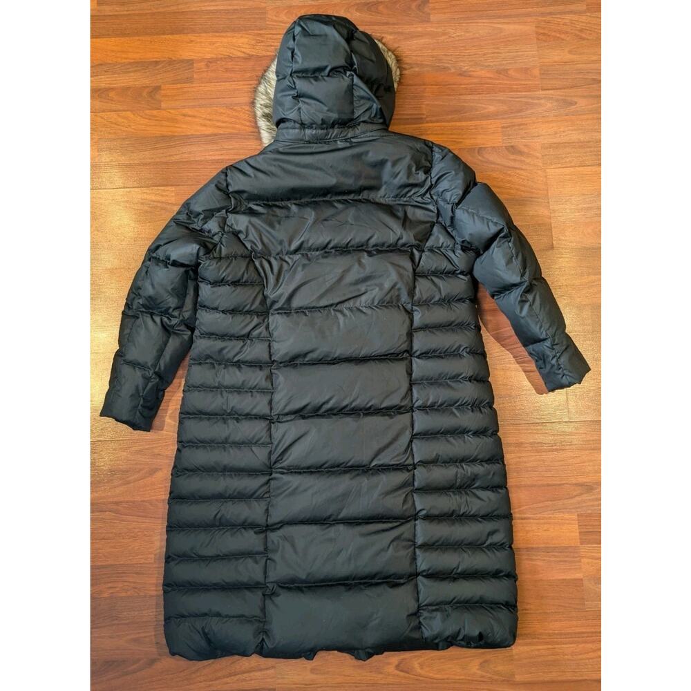 Eddie Bauer Womens 2X Long Down Puffer Coat Black Hooded Faux Fur Winter Parka - Picture 3 of 11